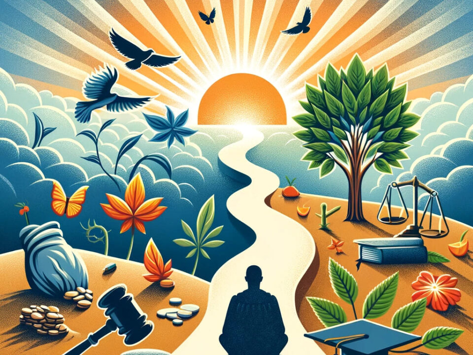 Illustration of a transformative journey symbolizing recovery through Arizonas Drug Court Programs.