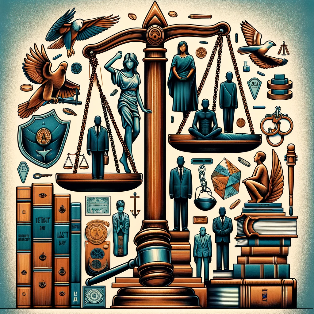 Illustration of legal symbols and justice scales in the Arizona assault law guide.